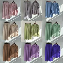 S-5XL dames tracksuits 2022 Autumn katoenen linnen shirt Hoge taille plus size broek twee delige set