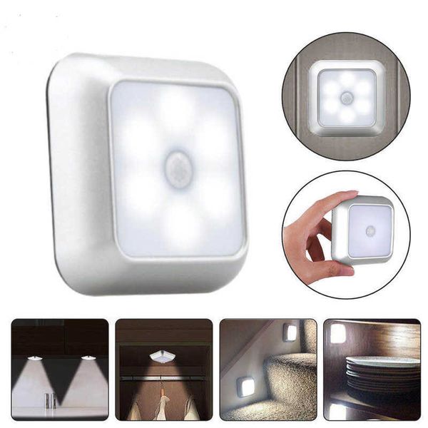 s 6 LED Smart PIR Sensor de movimiento Luz Batería Lámpara de noche para lámparas de noche Niño Dormitorio Pasillo Camino Asiento de inodoro HKD230628