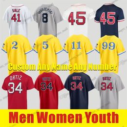 S-6XL 2023 Maillot de baseball David Ortiz Rafael Devers Xander Bogaerts Chris Sale Alex Verdugo Christian Arroyo Brayan Bello Houck Richard Bleier Brasier Casas