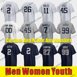 S-6XL 99 Aaron Judge honkbalshirt Gerrit Cole Giancarlo Stanton DJ LeMahieu Anthony Volpe Derek Jeter Albert Abreu Jose Trevino Oswaldo Cabrera Calhoun Cordero