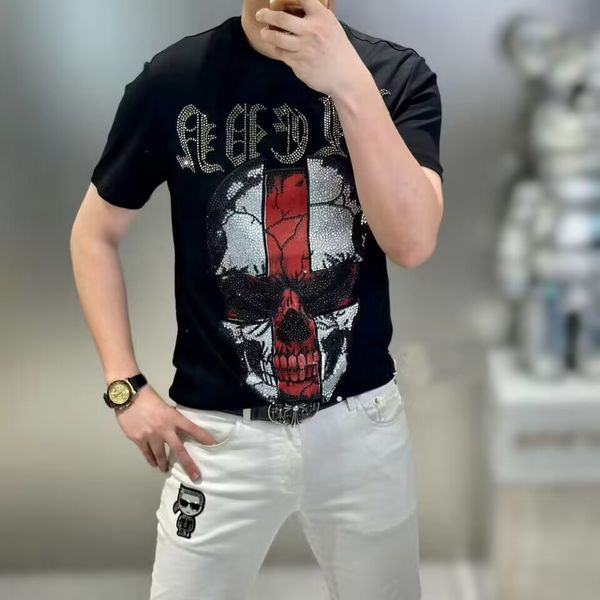 S-6XL Anime T-shirt hommes coton graphique strass haute qualité mode d'été perceuse chaude T-Shirts streetwear vêtements pour hommes hg