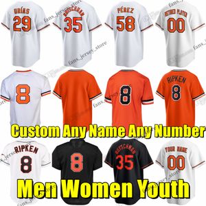 Maillot de baseball Cal Ripken S-6XL Ramon Urias Cionel Perez Adley Rutschman Keegan Akin Bryan Baker Mike Baumann Felix Bautista Kyle Bradish Cano Coulombe Hays