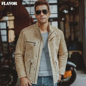 S-6XL hommes peau de porc beige veste en cuir véritable moto vestes en cuir véritable manteau d'hiver hommes 231228