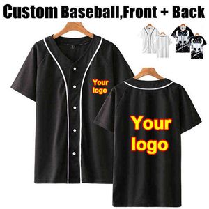 S-6XL Plus Size Baseball Jersey Personnalisé Anime Numéro Impression Baseball Shirt pour Hommes Femmes Noir Blanc Tops Hip Hop Vêtements G1229