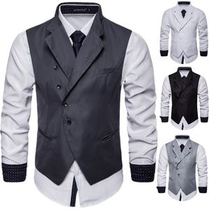 S-6xl plus size jurk vesten voor mannen slim fit heren pak vest mannelijke vest Gilet Homme casual mouwloze formele zakelijke jas Menj1811185