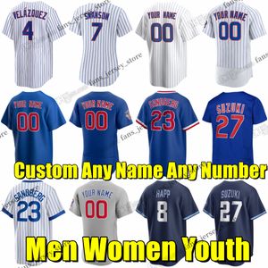 Maillot de baseball S-6XL Seiya Suzuki Ian Happ Dansby Swanson Ernie Banks Ryne Sandberg Nelson Adbert Alzolay Javier Assad Barnhart Bellinger Hosmer Hoerner