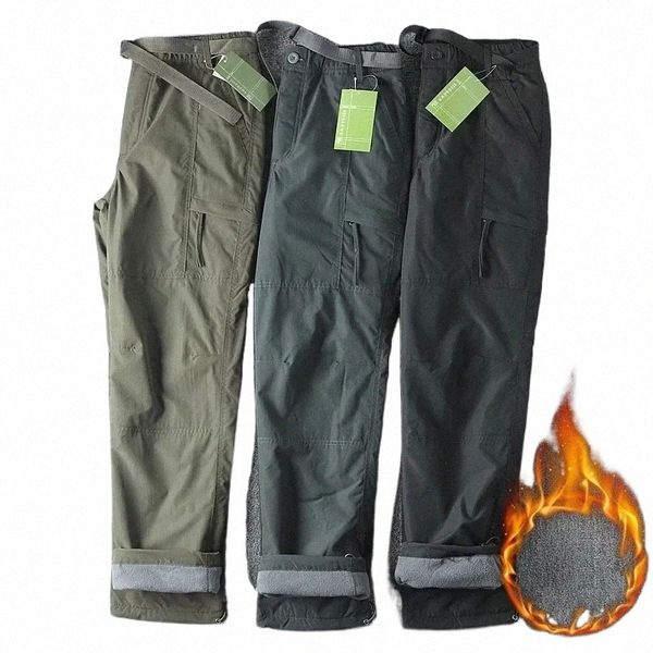 S-6XL Pantalon d'outillage épais imperméable polaire cargo pantalon hommes femmes hiver extérieur multi-poches lâche droite pantalon global H0lY #