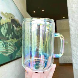 S 700 ml Starbucks Cup Creative Design Glass Drinkstro Cold Drink Cup Bast Breakfast Milk Cup Laser Printing 246p