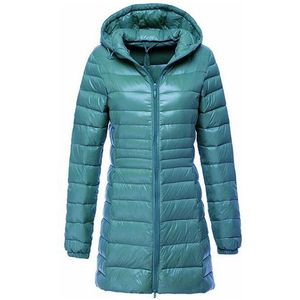 S 7xl Women Long Down Jackets Ultra Light Hooded Duck Coat draagbare gezwollen winter voor winddichte parka's 220818