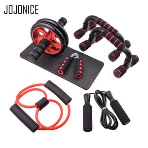 S Kit de roue abdominale bandes de résistance ensemble de support de poussée ensemble de corde à sauter exercice de poignée gymnastique à domicile Fitness costume d'entraîneur musculaire 231214