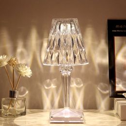 S Acryl Crystal Table USB -plug LED Night Light Creative Slaapkamer Decoratie Diamant sfeer Desk Lamp cadeau voor studenten 1229