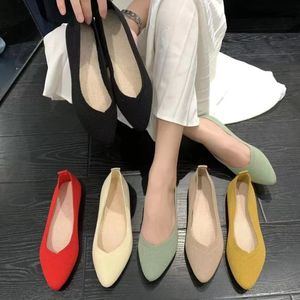 S Ballet Women Flats breien slip op schattige ballerina pointe schoenen niet casual leer zonder hakken comfortabele platte schoen Caual Heel