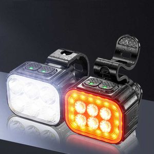 S Bicycle voorzijde LED -set USB -lading Cycling Koplamp achterlicht Licht 6/24 Bead Waterdichte aluminium legeringsfietslamp 0202