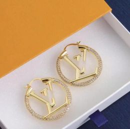 S Pendientes de aro de oro grandes para mujer, 5 cm, pendientes para niñas orrous, conjunto de pendientes de joyería de diseñador, regalo del día de San Valentín, compromiso para la novia louiselies vittonlies