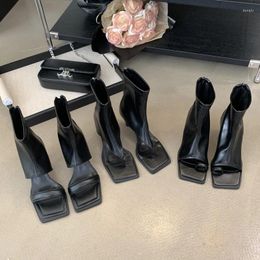 S Black Thong Sandalias Sexy Heels High Toe Summer Boots de tobillo bajo tacón Square Woman Sandalis de Mujer 507 268 Boot de tacón de sándalo Igner Sandali