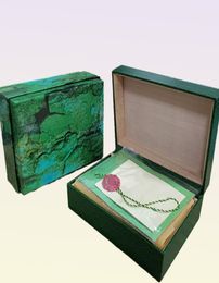 S Boxes Fashion Cas verts Quality Watch Box Boîte en papier Certificat Boîtes d'origine pour femme en bois Watchs Watches Gift Accesso9271085