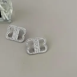 S Pendientes de tachuelas de la marca Diseñador de mujer Gold Sier Diamond Jewellry Letter Fashion Letter B Hoop Dangle Earings Anillos 2302171BF