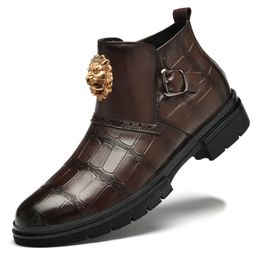 s Business Men Ankle Alligator Print Dress Shoes Plus Size Leather Suede Lining Casual Boots A f Buine Dre Shoe Plu Caual Boot