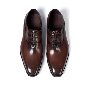 S Classic Men Dress Chaussures en cuir authentique Lace Up Point Point Toe Business Office Suit Formel Foral Party Dre Buine