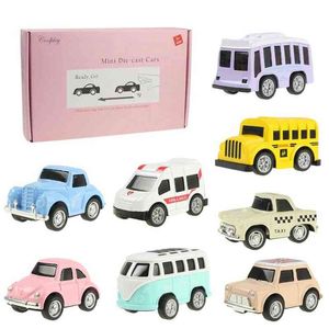 S Coolplay lindo Mini Diecast Pull Back vehículos modelo de juguete de Metal encantador colorido Taxi autobús juguetes coche de aleación para niños regalo 0915