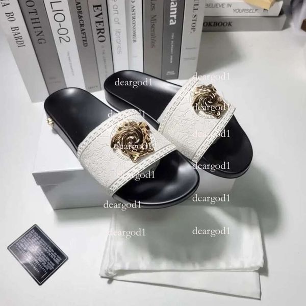 S Slippers Slippers New Fashion Classics Palazzo Sandale Casual Shoe Mule Mens Womens Sandale Sliders Metal Slipper Plateforme Summer Flat Slide Wholesale 18