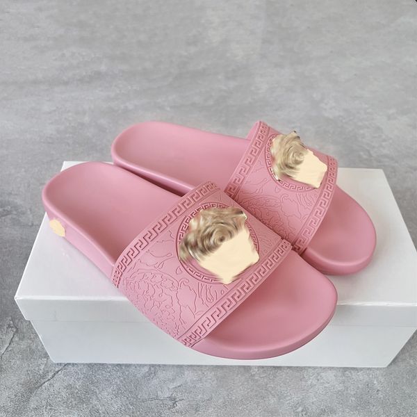 S Slippers Slippers New Fashion Classics Palazzo Sandale Casual Shoe Mule Mens Womens Sandale Sliders Metal Slipper Summer Platform Flat Slide Wholesale 772