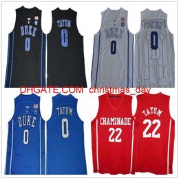 S Ed NCAA Vintage College Basketball Maillots Jayson 0 Blanc Noir Chaminade Lycée Rouge 22 Tatum Jersey