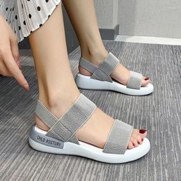 S Elastic Women Sports Sandales Sandales S étudiante plate Wear Roman Beach Chaussures Elatic Shoe 275 PORT ANDAL TUDENT HOE HOE