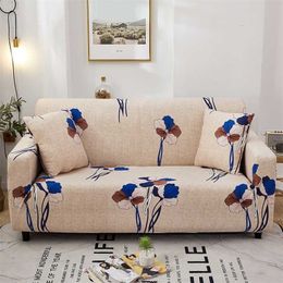 S-Emiga Floral Gedrukt Sofa Covers voor Woonkamer Elastische Stretch Slipcover Sectional Corner 1/2/3 / 4-SEABER 211207