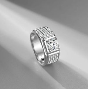 s European and American 925 Sterling Silver Platinum Poled Domineering Diamond Ring Fashion Business Male Jewelry Gift4996898