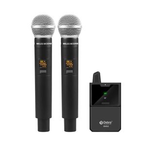 Microphone portable sans fil UHF à deux canaux, avec fonction de moniteur, pour appareil photo DSLR, téléphone, enregistrement d'interview en direct, L230619