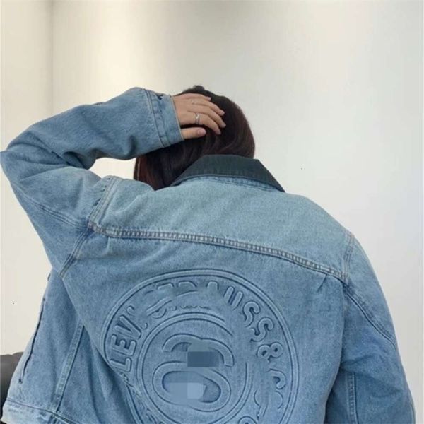 S Family's 2023 nouveau produit co-branding 150e anniversaire veste en jean noir 8 manteaux imprimé en relief pour hommes et femmes Couples