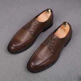 S Fashion Men pointu pointu neuf lace up Black Brown Casual Oxford Wedding Groom Drive Homecoming Business Chaussures CAUAL BUINE HOE 566