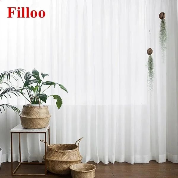 S Fold Waves Elegant Super Sweet Snow Pure White Window Curtain en tulle pour le salon en mousseline de soie voile voile Veil Kitchen 240106