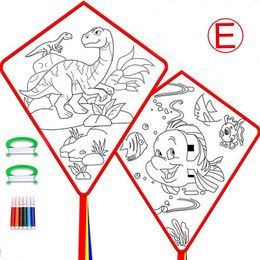 s para niños que hacen decoración a granel paquete de fiesta para colorear DIY cometa de pintura de animales en blanco incluye mango y línea 0110