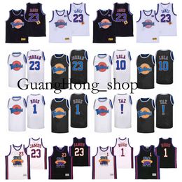 S GH 23 Michael Jor Dan Space Jam Film Tune Squad Maillot de basket-ball Lebron James Chemise TAZ Lola Bugs Bunny Noir Blanc Taille S-XXL