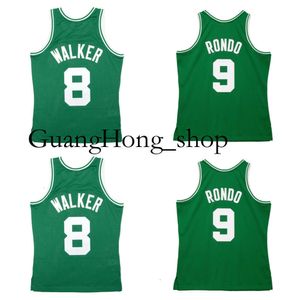 S GH Antoine Walker 2000-01 Celtices Camiseta de baloncesto Bostons Ron Rondo 2007-08 Mitch y Ness Throwback Jerseys Verde Tamaño S-XXXL