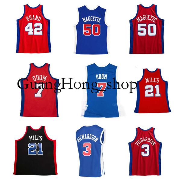 S GH Elton Brand Clipper Basketball Jersey Los Lamar Odom Angeles Miles Corey Maggette Quentin Richardson Mitch et Ness Throwback Maillots Rouge