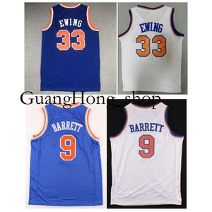 S GH Knick RJ Barrett basketbalshirt Nieuw Patrick Ewing York Mitch Ness Wit Blauw Maat S-XXL