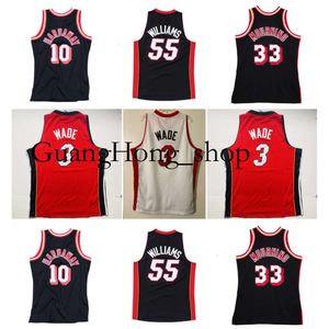 S GH TIM HARDAWAY DWYANE 3 Wade Heats Basketball Jersey Miamis Alonzo Mourning Jason Williams Mitch y Ness Tamaño blanco rojo blanco