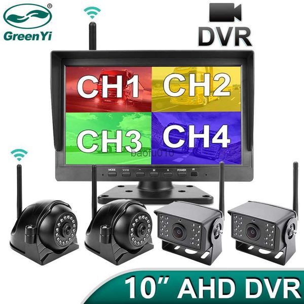 s GreenYi 10 pouces sans fil camion DVR moniteur AHD 720P haute définition vision nocturne enregistreur de sauvegarde inverse caméra Wifi pour voiture de bus L230619