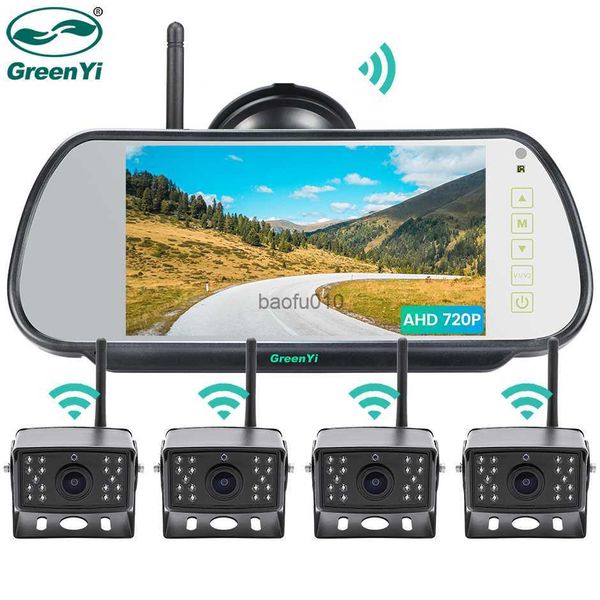 s GreenYi AHD sans fil 7 pouces DVR miroir moniteur IPS 720P vision nocturne enregistreur de sauvegarde inverse caméra Wifi pour bus voiture camion L230619