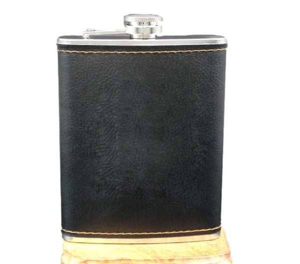 s Frasco de cadera de acero inoxidable de alta calidad de 9 onzas, botella de vino de whisky de cuero, grabado retro, jarra de bolsillo con alcohol con caja de regalo 8216117