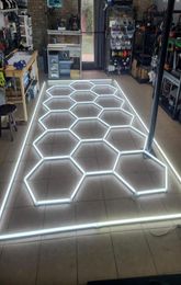 S Honeycomb Lamp Wash Station Decoratie Zhexagon LED -licht voor Garage Workshop Auto Showroom Auto Details Ceafond3696942