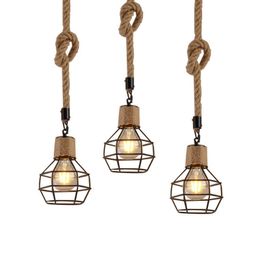 s Industrie Loft Lustre Vintage Chanvre Corde Pendentif Allée Bar Salle À Manger Lampe Suspendue Restaurant Café Lumière Droplight AA230407