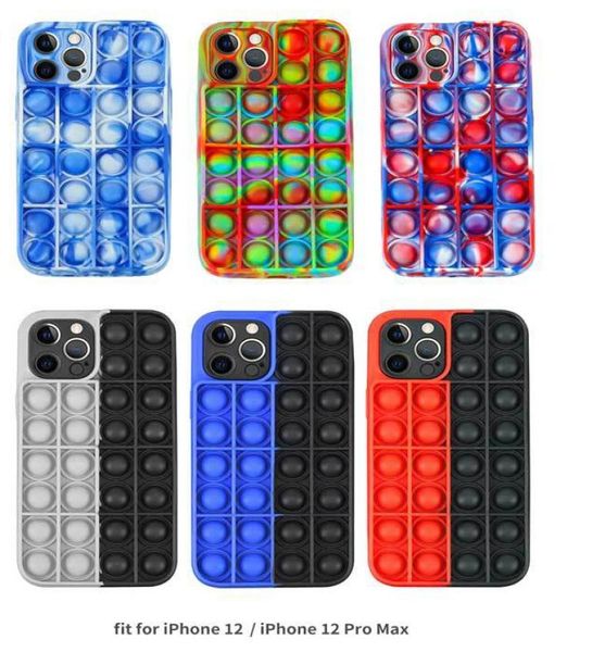 s It Toy Antistress Toys Push Bubble Coque de téléphone portable en silicone pour iPhone 12/iPhone 12 pro 6,1''4022670