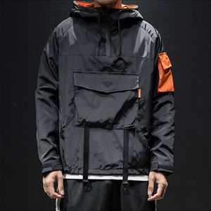 S jaquetas homens casacos streetwear techwear com capuz impermeável blusão casual outwear hip hop multi bolso japonês casaco 230406