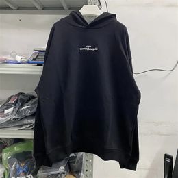 S Vestes Oversize Noir MM6 Margiela Broderie Reverse Hoode Sweat À Capuche Hommes Femmes Qualité Streetwear Sweatshirts Pull 231005