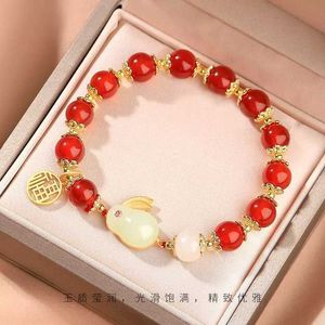 s Jade Femme Naissance Zodiaque Année Rouge Agate Perles Acacia Haricots Béni Lapin Bracelet