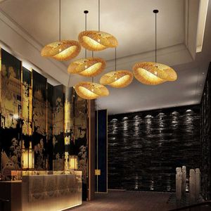 s Japanese hangende led plafondlicht 40/100 cm bamboe weven kroonluchter hanglamp armaturen rattan geweven huis slaapkamer decor aa230407